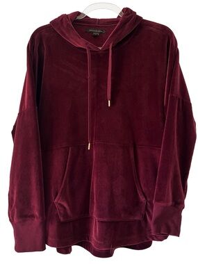 Donna Karan Sleepwear Burgundy Velour Hoodie Size S Soft Loungewear